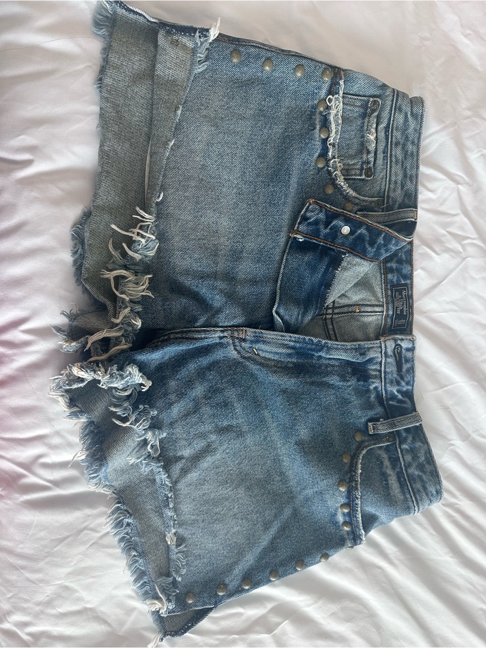 Abercrombie & Fitch Distressed Blue Denim Jean Shorts